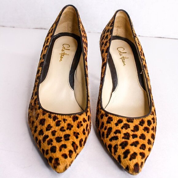 Cole Haan High Heels Calf Hair Leopard Print Size 5 1/2B - Picture 2 of 6